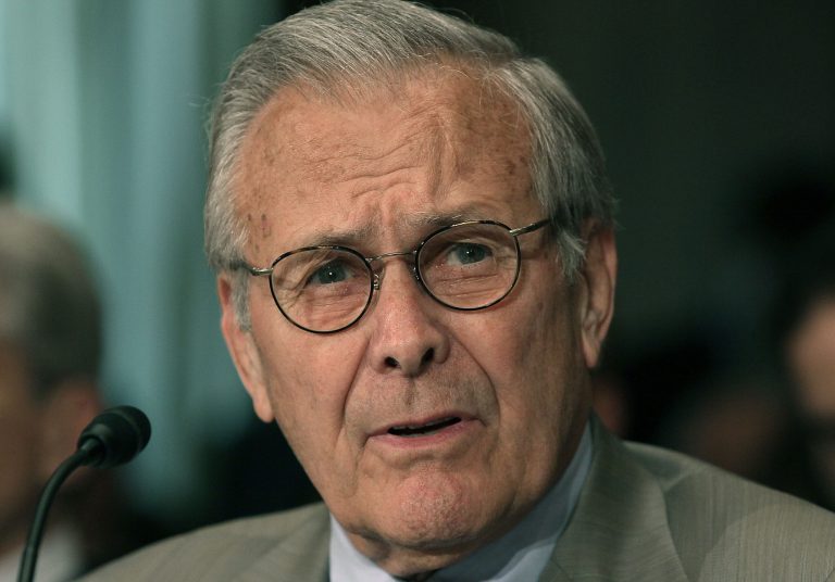 Former Defense Secretary Donald Rumsfeld testifies during a Senate Foreign Relations hearing on Capitol Hill, June 14, 2012 in Washington. (Photo by Mark Wilson/Getty images)
