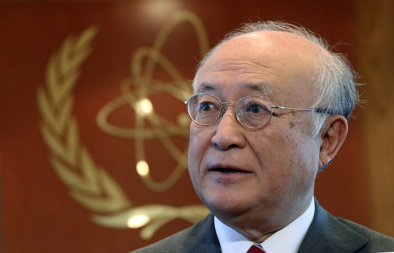 International Atomic Energy Agency Director General Yukiya Amano at an interview with the Associated Press in Vienna, Austria, Tuesday, May 12, 2015. (AP Photo/Ronald Zak)
