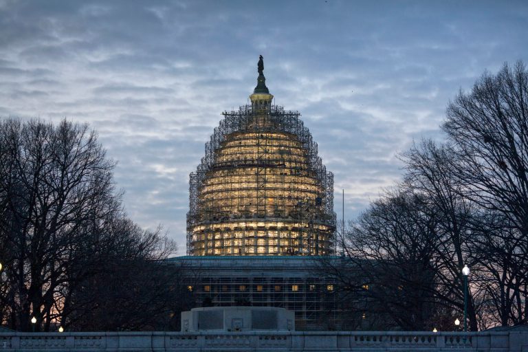 The Capitol Dome in Washington is illuminated early, Tuesday, Jan. 12, 2016, as President Barack Obama prepares to deliver his final State of the Union address before Congress. In his last year in the White House, the president, a Democrat, faces a Republican-controlled Senate and House. (AP Photo/J. Scott Applewhite)