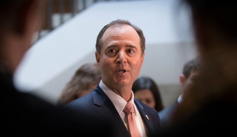 Rep. Adam Schiff, D-Calif., ranking member of the House Intelligence Committee, speaks to reporters as the GOP majority prepares to end its participation in the Russia probe, officially shutting down the panel's investigation, during a brief news conference on Capitol Hill in Washington, Thursday, March 22, 2018. 