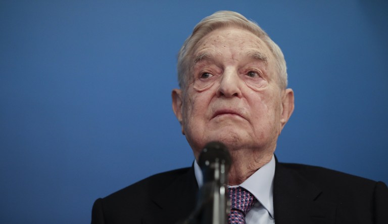 George Soros, billionaire and Democratic backer, spoke at the World Economic Forum in Davos, Switzerland on Thursday. (Jason Alden/Bloomberg)