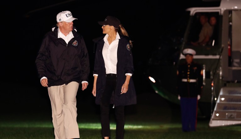 Trump and first lady Melania Trump will travel to Texas and Louisiana on Saturday. (AP Photo/Carolyn Kaster)