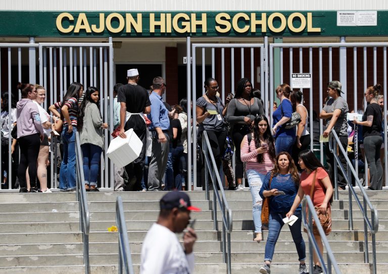 An 8-year-old special needs student was killed at North Park Elementary School in San Bernardino, Calif., on Monday when a teacher's husband stormed into the classroom and opened fire. (AP Photo)