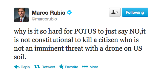 Sen. Marco Rubio: Why is it so hard for Obama to ‘just say no’ to killing American citizens with drones?