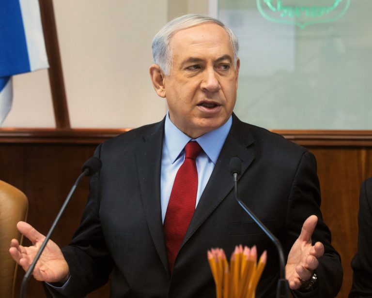 Israeli Prime Minister Benjamin Netanyahu addresses the weekly cabinet meeting in Jerusalem, on Sunday, June 8 2014. (AP Photo/Menahem Kahana, Pool)