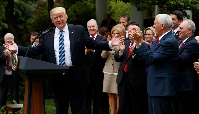 Twenty-one percent of Americans approve of the Republican bill to repeal and replace Obamacare that passed the House last week. (AP Photo/Evan Vucci)