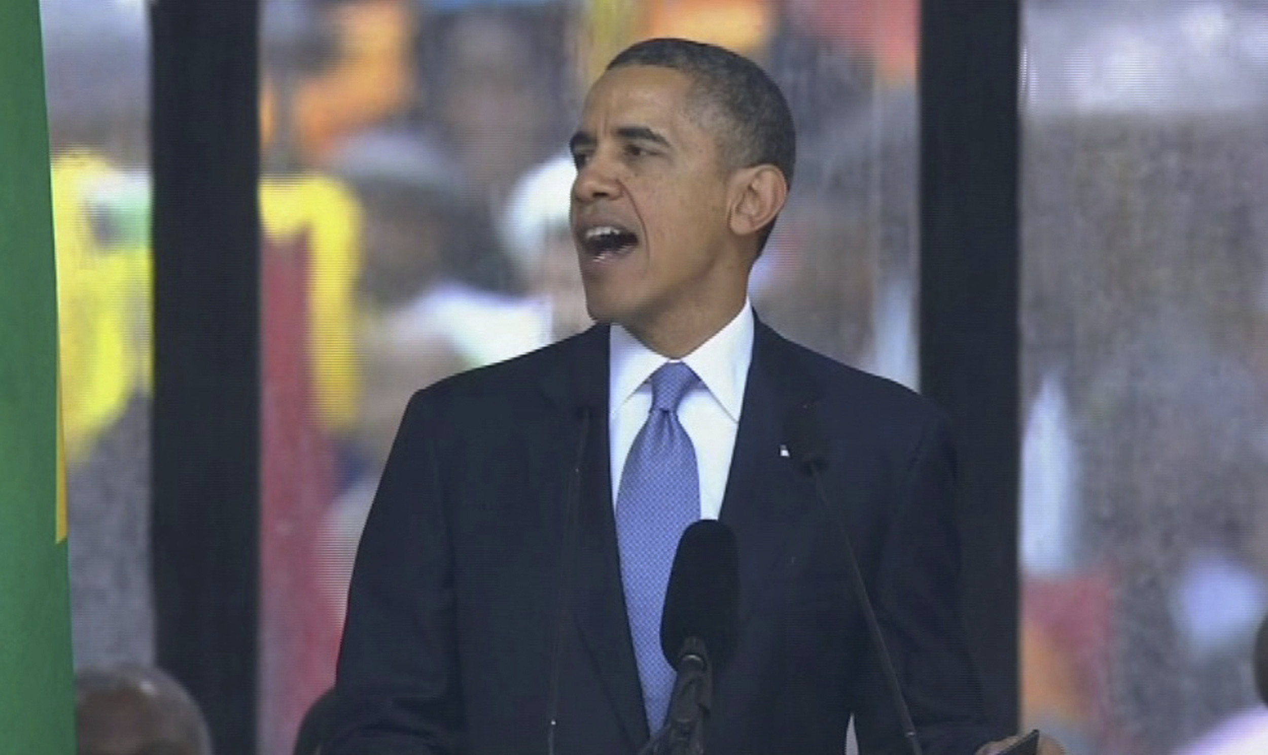 In remarks at Nelson Mandela’s funeral, Obama makes it personal