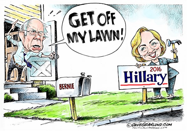 Editorial cartoon: Get off my lawn!