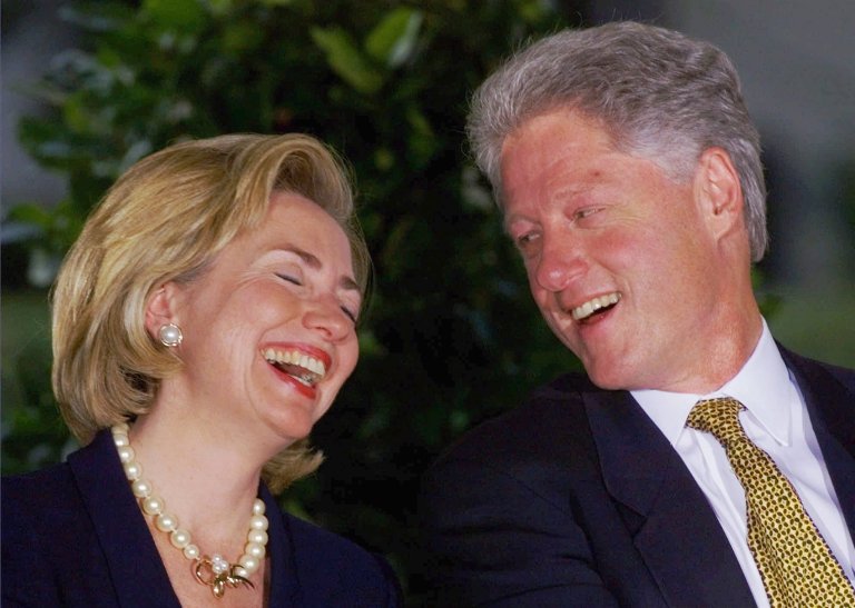 President Clinton and his wife, first lady Hillary Rodham Clinton, on the South Grounds of the White House, Friday, Sept.11, 1998. (AP Photo/Doug Mills)