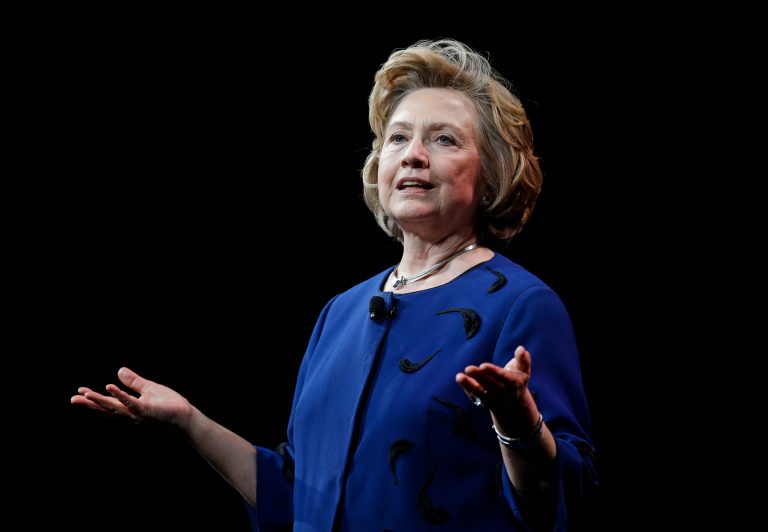 Former Secretary of State Hillary Clinton delivers the keynote address at Marketo's 2014 Marketing Nation Summit, Tuesday in San Francisco. (AP/Ben Margot)