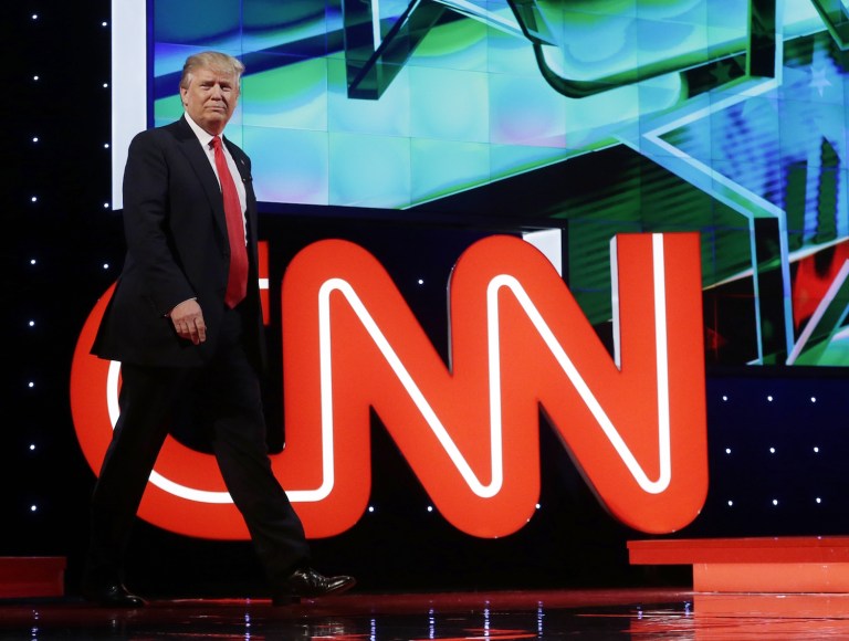 Trump's jab at CNN comes hours after the administration barred officials from appearing on the network. (AP Photo/Alan Diaz)
