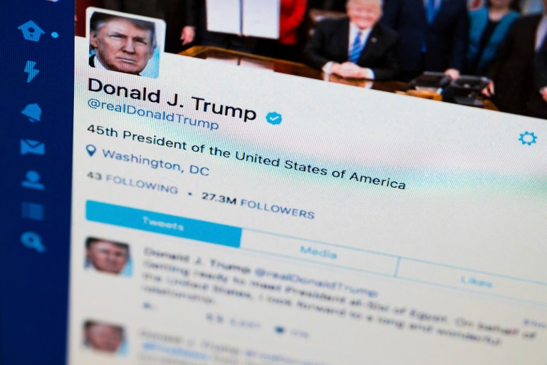 A new Bloomberg report shows that as many as 28 percent of Donald Trump's Twitter followers keep their profile picture as the default egg logo, the tell-tale sign of a fake account. (AP Photo/J. David Ake)