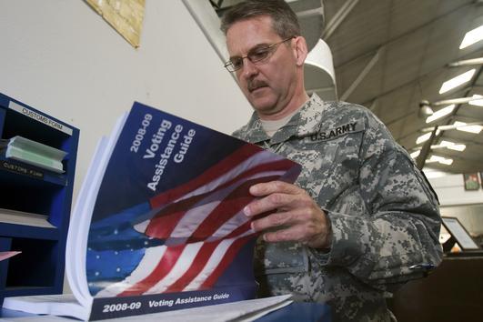 A study by the Military Voting Project concludes that fewer members of the U.S. military are requesting absentee ballots for voting in the 2012 election. Defense Department officials dispute the study's conclusion. (AP Photo)