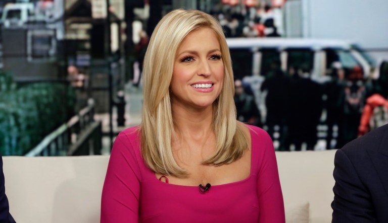 Fox News host Ainsley Earhardt makes her debut as co-host of the networkâs morning show "Fox & Friends" television program, in New York, Monday, Feb. 29, 2016. Earhardt replaces Elisabeth Hasselbeck on the"curvy couch" with Steve Doocy and Brian Kilmeade.