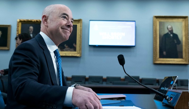 Secretary of Homeland Security Alejandro Mayorkas testifies before a House committee.