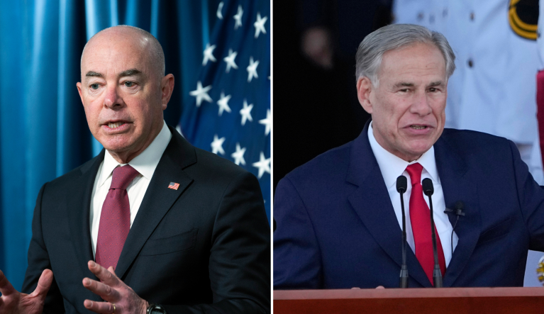 Greg Abbott ‘not a model of governance’ on border crisis, says Mayorkas