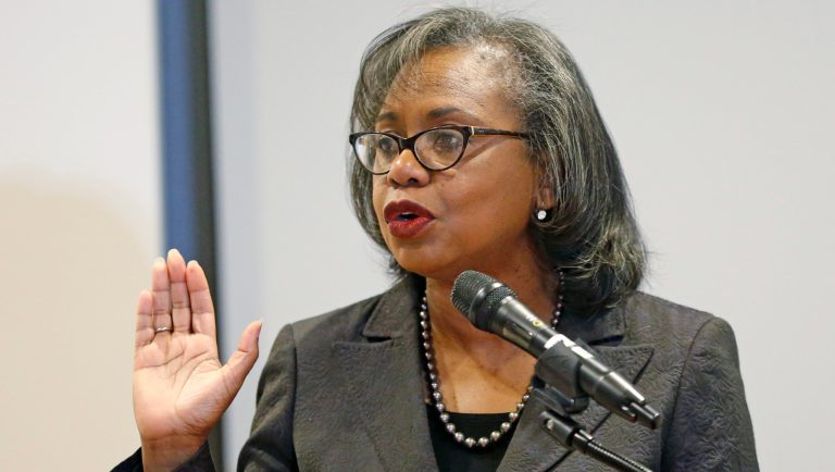 Anita Hill speaks at the University of Utah Wednesday, Sept. 26, 2018, in Salt Lake City. Hill has been back in the spotlight since Christine Blasey Ford accused Supreme Court nominee Brett Kavanaugh of sexually assaulting her when the two were in high school. Hill's 1991 testimony against Clarence Thomas riveted the nation. Thomas was confirmed anyway, but the hearing ushered in a new awareness of sexual harassment. 