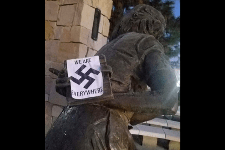 Sole Anne Frank memorial in US vandalized with swastikas, days before Hanukkah