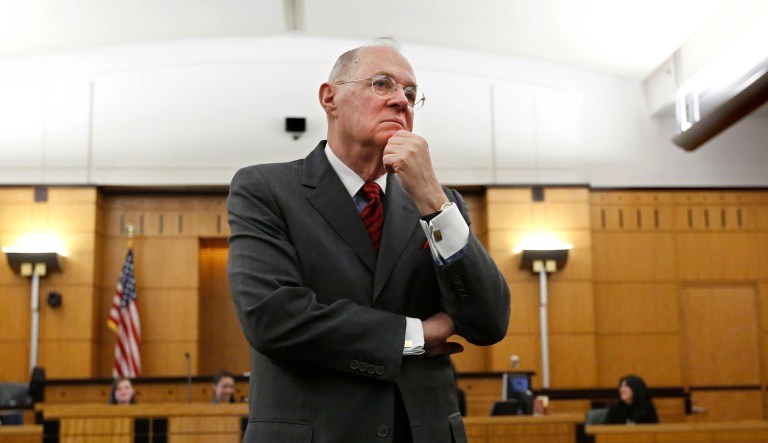 Supreme Court Justice Anthony Kennedy, listens to the response to a question he posed to a high school student during his visit to the Robert T. Matsui Federal Courthouse in Sacramento, Calif., Wednesday, March 6, 2013. Kennedy was in Sacramento to attend Thursday's opening of a library named after him, visited with area high school students attending an educational program about the federal court system. Later, Kennedy told reporters that he is concerned that many politically charged issues are coming before the high court.