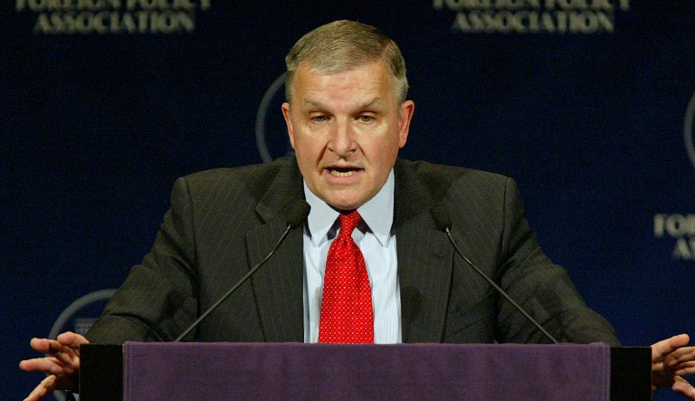 Retired United States Marine Corps General Anthony Zinni, and co-author of Tom Clancy's latest book titled Battle Ready, speaks on the subject Iraq: Where do we go from here?, at Hunter College in New York City, Thursday, Oct 7, 2004. The event was sponsored by the Foreign Policy Association and Hunter College.