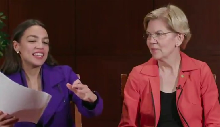 Alexandria Ocasio-Cortez and Elizabeth Warren.