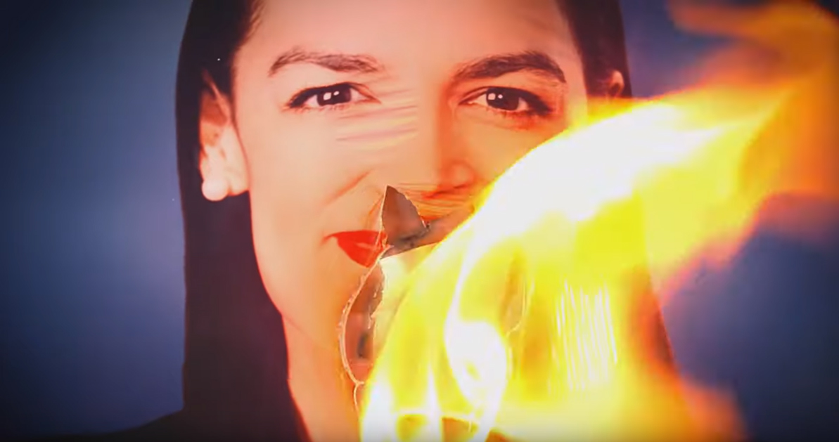 Burning AOC ad during Democratic debate sparks outrage