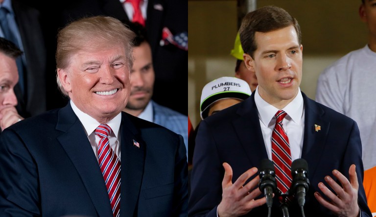 Moderate and energetic, Conor Lamb is straight out of central casting for candidates President Trump would normally endorse. (AP Photos/Andrew Harnik, Gene J. Puskar)