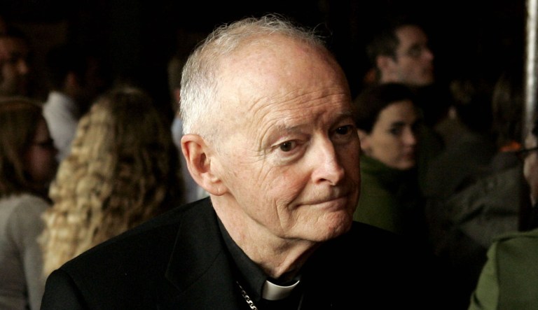 Then-Archbishop of Washington Theodore McCarrick arrives at an event in Georgetown University in D.C.