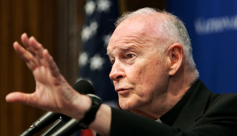 Then-Cardinal Theodore Edgar McCarrick responds to a question at an event in D.C.