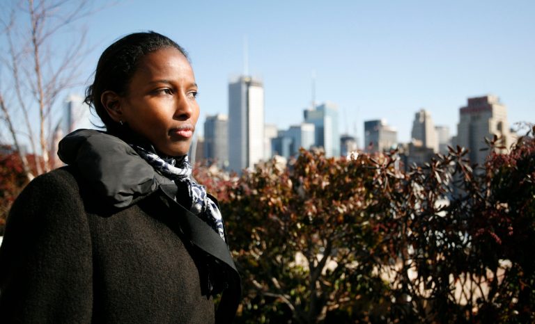 Ayaan Hirsi Ali makes her way  in New York, Monday, Feb.5, 2007. 