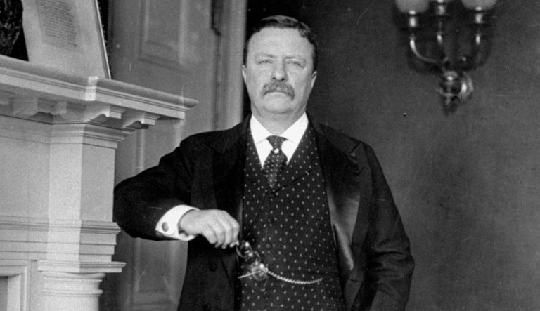In this 1908 file photo, President Theodore Roosevelt stands in the White House.    