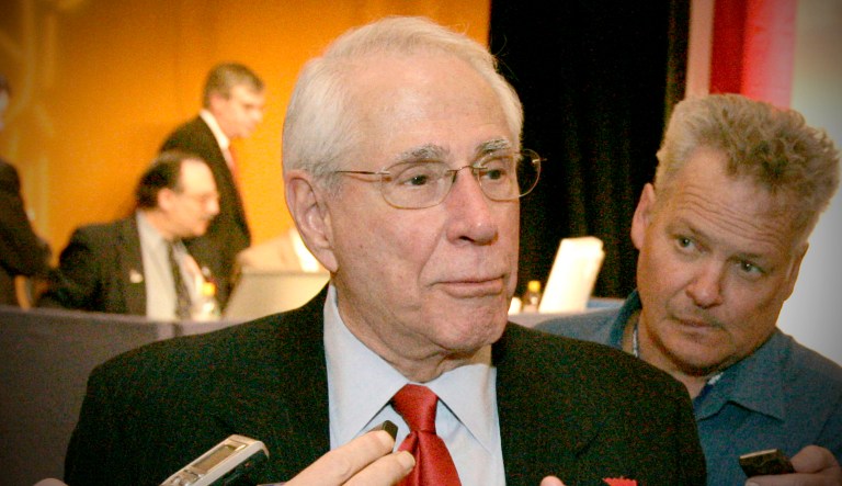 Former Democratic Sen. Mike Gravel speaks to the media.