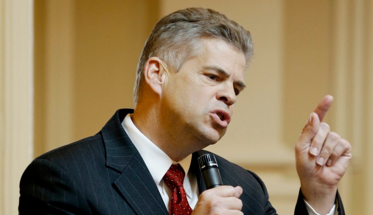 Virginia House Del. Kirk Cox, R-Colonial Heights, gestures during the House session at the Capitol in Richmond, Va.