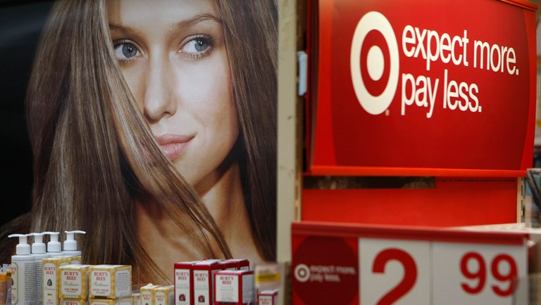 In this May 4, 2010 photo, low prices are advertised in the cosmetics department at a Target store in Mountain View.