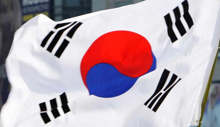 A South Korean flag is seen.
