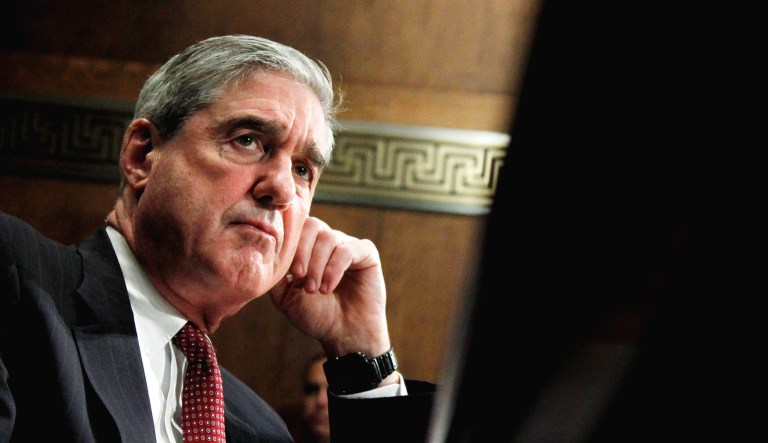 Robert Mueller sits at a hearing on Capitol Hill in D.C.