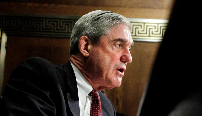 Robert Mueller sits at a hearing on Capitol Hill in D.C.