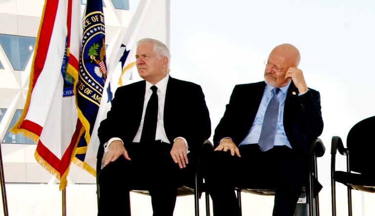 Former Defense Secretary Robert Gates and Director of National Intelligence James Clapper.