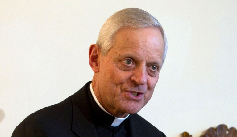 Cardinal Donald Wuerl, archbishop of Washington, talks during an interview.