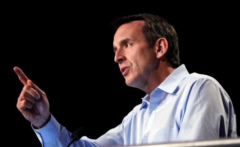 Former Minnesota Governor Tim Pawlenty speaks at an event.