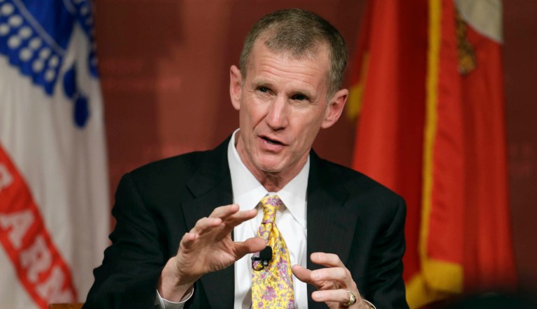 Retired U.S. Army Gen. Stanley McChrystal speaks during an event.