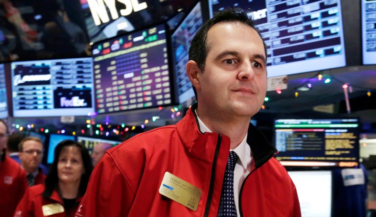 Renaud Laplanche, founder & CEO of Lending Club, arrives on the floor of the New York Stock Exchange, prior to his company's IPO.