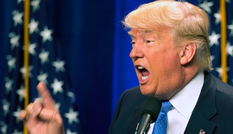 Republican presidential candidate Donald Trump speaks at Saint Anselm College Monday, June 13, 2016, in Manchester, N.H.