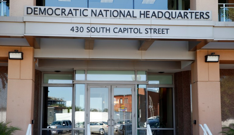 The Democratic National Committee headquarters is seen in Washington.