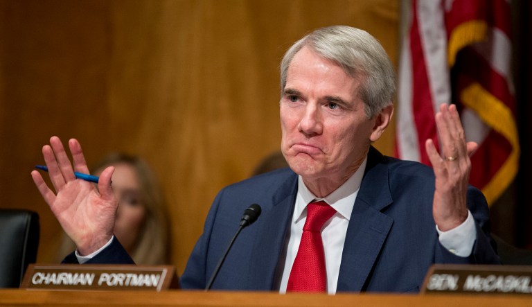 In this June 23, 2016, file photo, Sen. Rob Portman, R-Ohio, leads a subcommittee hearing about billing and customer service in the cable and satellite television industry on Capitol Hill in Washington.