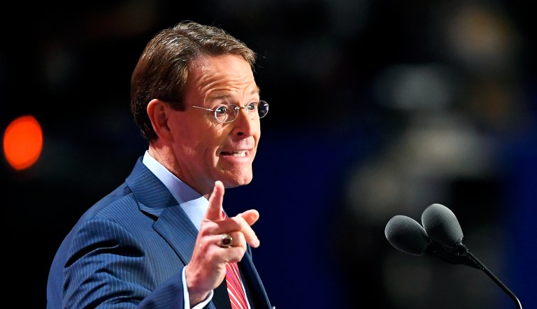 Tony Perkins, president of the Family Research Council, speaks during the final day of the Republican National Convention in Cleveland on July 21, 2016.