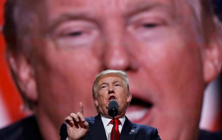Republican Presidential Candidate Donald Trump, speaks during the final day of the Republican National Convention in Cleveland, Thursday, July 21, 2016.