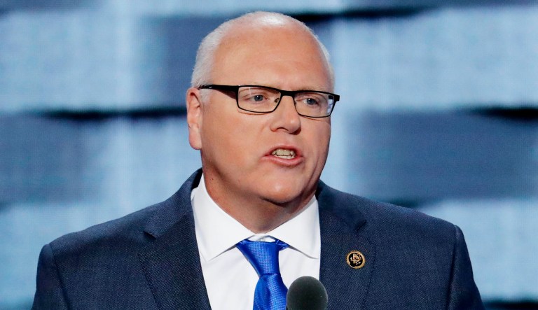 Then-Rep. Joseph Crowley speaks at an event.