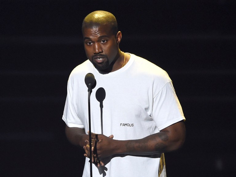 Kanye West speaks at an event in New York City.