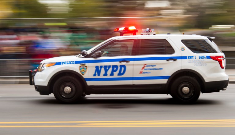 A New York Police Department vehicle is seen.